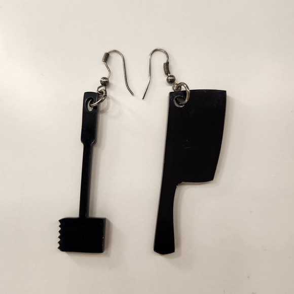 Jewelry - Black Meat Cleaver and Tenderizer Earrings